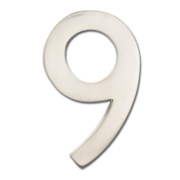 Architectural Mailboxes Brass 4 inch Floating House Number Satin Nickel 9 3582SN-9